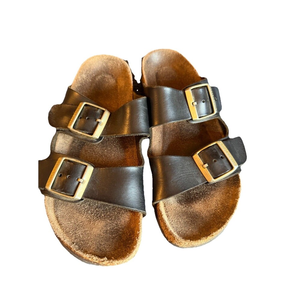 Womens Slip On Black Leather  birkenstocks Sandals Size 39